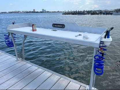 Killer Dock Fish Cleaning Station | Model Upscale 7 1/2 | Width 90" | Marine-Grade Aluminum & HDPE | For Dock, Seawall, Deck & Patio