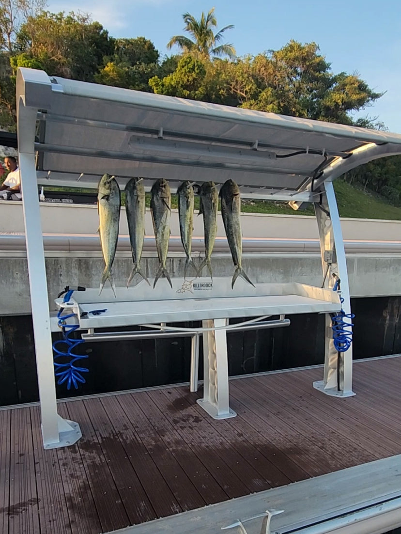 Killer Dock Fish Cleaning Station | Model Walker’s Cay Slam 7 1/2 | Width 112.5" | Heavy-Duty Aluminum & HDPE | For Dock, Marina, Seawall & Patio