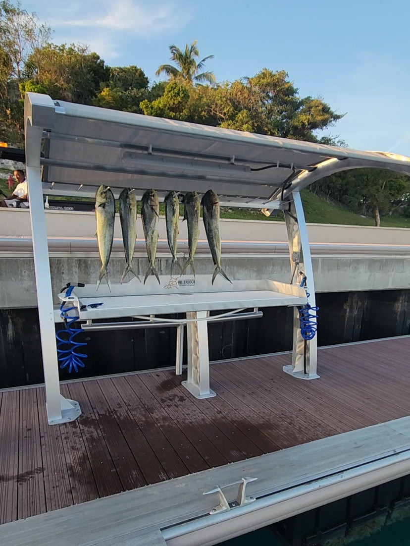 Killer Dock Fish Cleaning Station | Model Walker’s Cay Slam 7 1/2 | Width 112.5" | Heavy-Duty Aluminum & HDPE | For Dock, Marina, Seawall & Patio