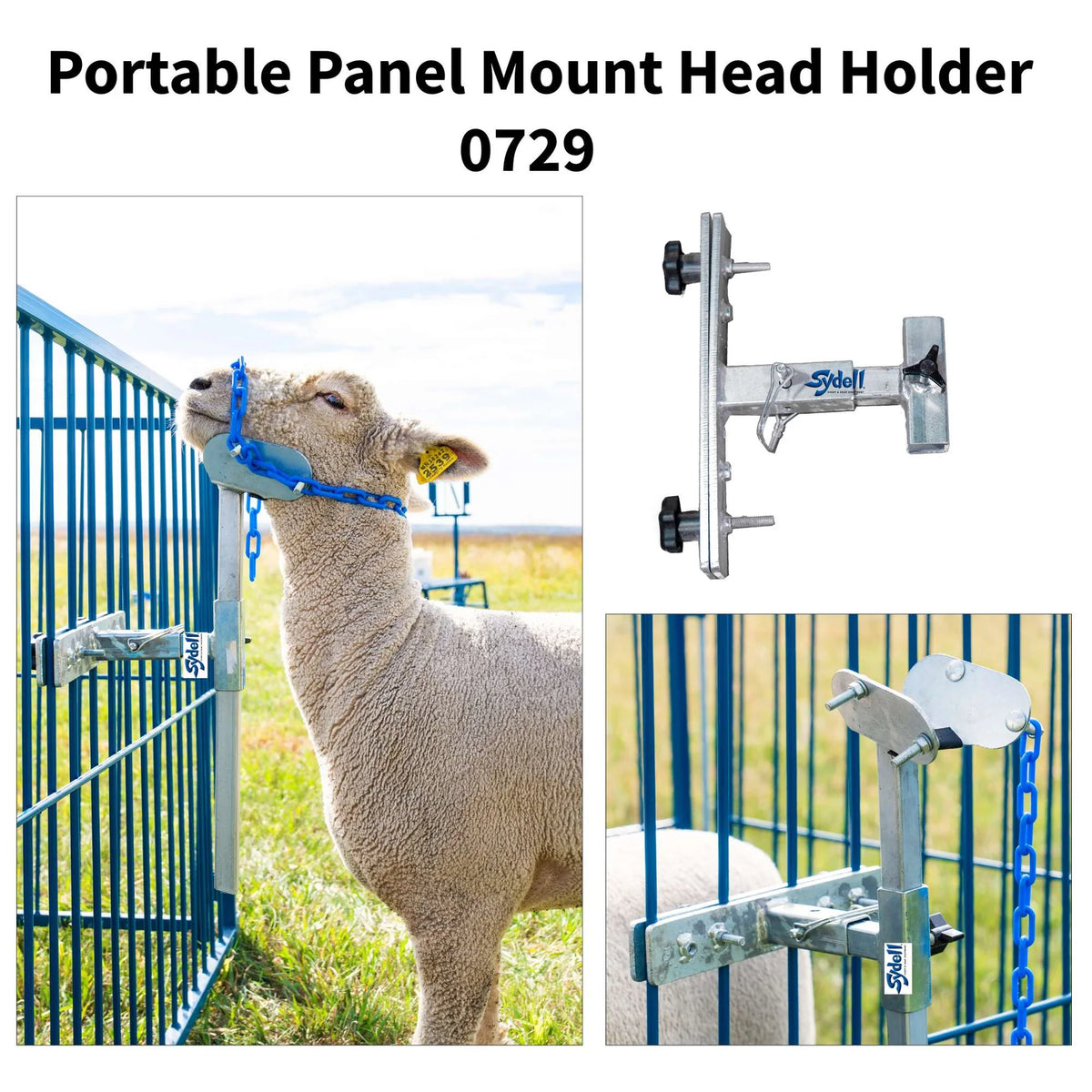 Sydell Portable Panel Mount Head Holder | #0729 | Panel-Mounted Animal Restraint | For Sheep & Goats