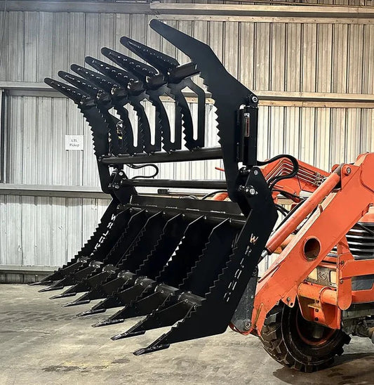 Lane Shark Root Rake Brush Grapple 2 | Model WR Long RBG2 Series | Width 54" To 66" | Up To 55 HP | 6 To 10 GPM | For Skid Steer & Tractor