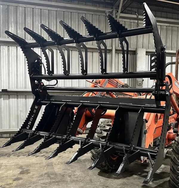 Lane Shark Root Rake Brush Grapple 2 | Model WR Long RBG2 Series | Width 54" To 66" | Up To 55 HP | 6 To 10 GPM | For Skid Steer & Tractor