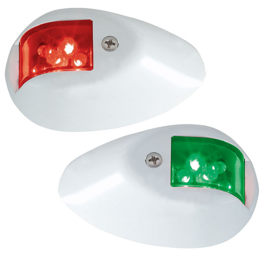 Perko LED Side Lights - Red/Green - 24V - White Epoxy Coated Housing [0602DP2WHT]