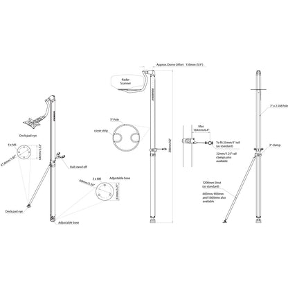 Scanstrut LMP-2 Self Leveling Pole Radar Mount - Furuno & Sitex 2kW & 4kW Domes [LMP-2]