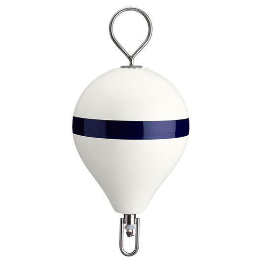 Polyform 13.5" CM Mooring Buoy w/SS Iron - White Blue Stripe [CM-2-SS WHT W/STR/SS]