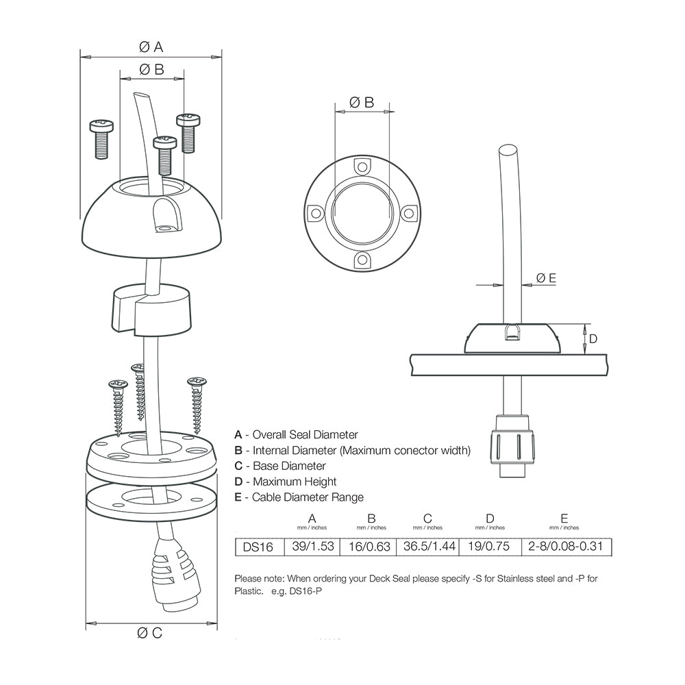 Scanstrut DS16-P Vertical Cable Seal [DS16-P]