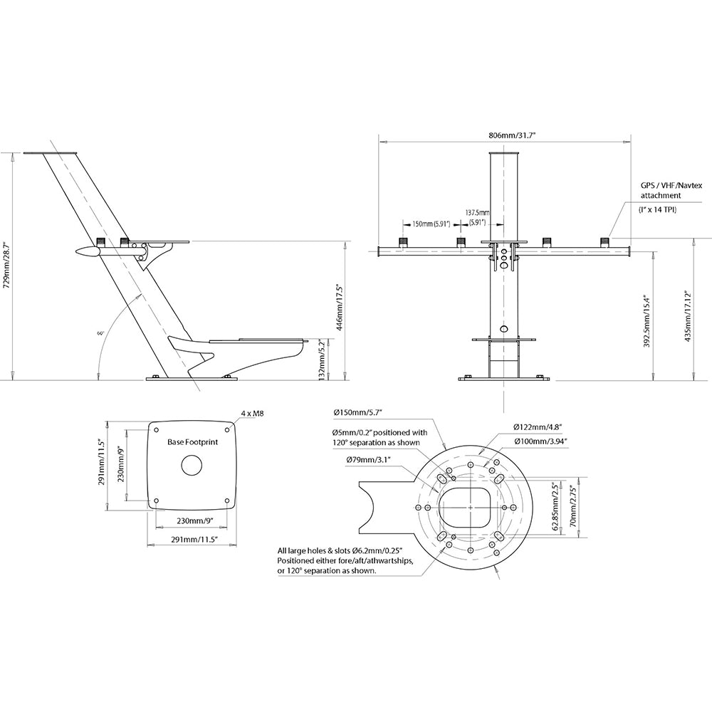 Scanstrut Tapered Radar Mast [PTM-R1-1]