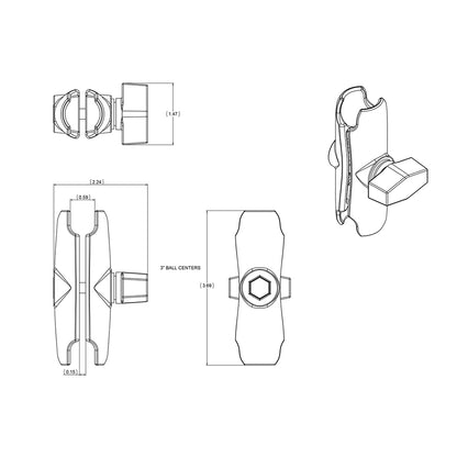 RAM Mount Double Socket Arm f/1" Ball [RAM-B-201U]