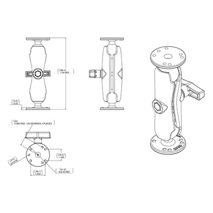 RAM Mount 1.5" Double Ball Mount with Hardware for Garmin Striker + More [RAM-101-G4]