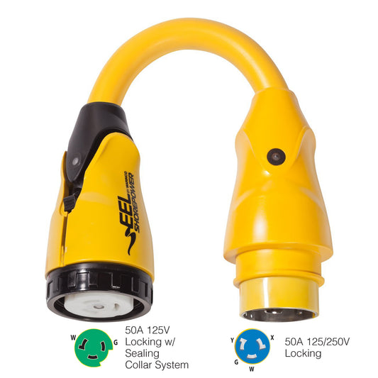 Marinco P504-503 EEL 50A-125V Female to 50A-125/250V Male Pigtail Adapter - Yellow [P504-503]