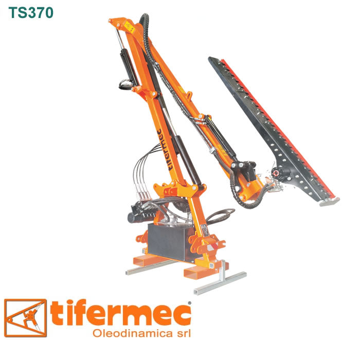 Tifermec Boom Mower Hedge Cutter | Model MTS 370 - MTS 260 | Max Reach 5' 2" - 17' 5" | 3-PT | For Tractor