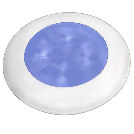 Hella Marine Blue LED Round Courtesy Lamp - White Bezel - 24V [980503241]