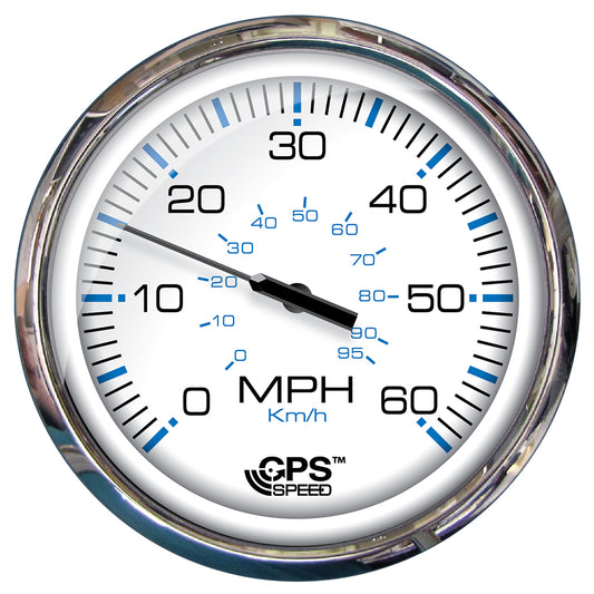Faria Chesapeake White SS 5" Speedometer - 60 MPH (GPS)(Studded) [33861]
