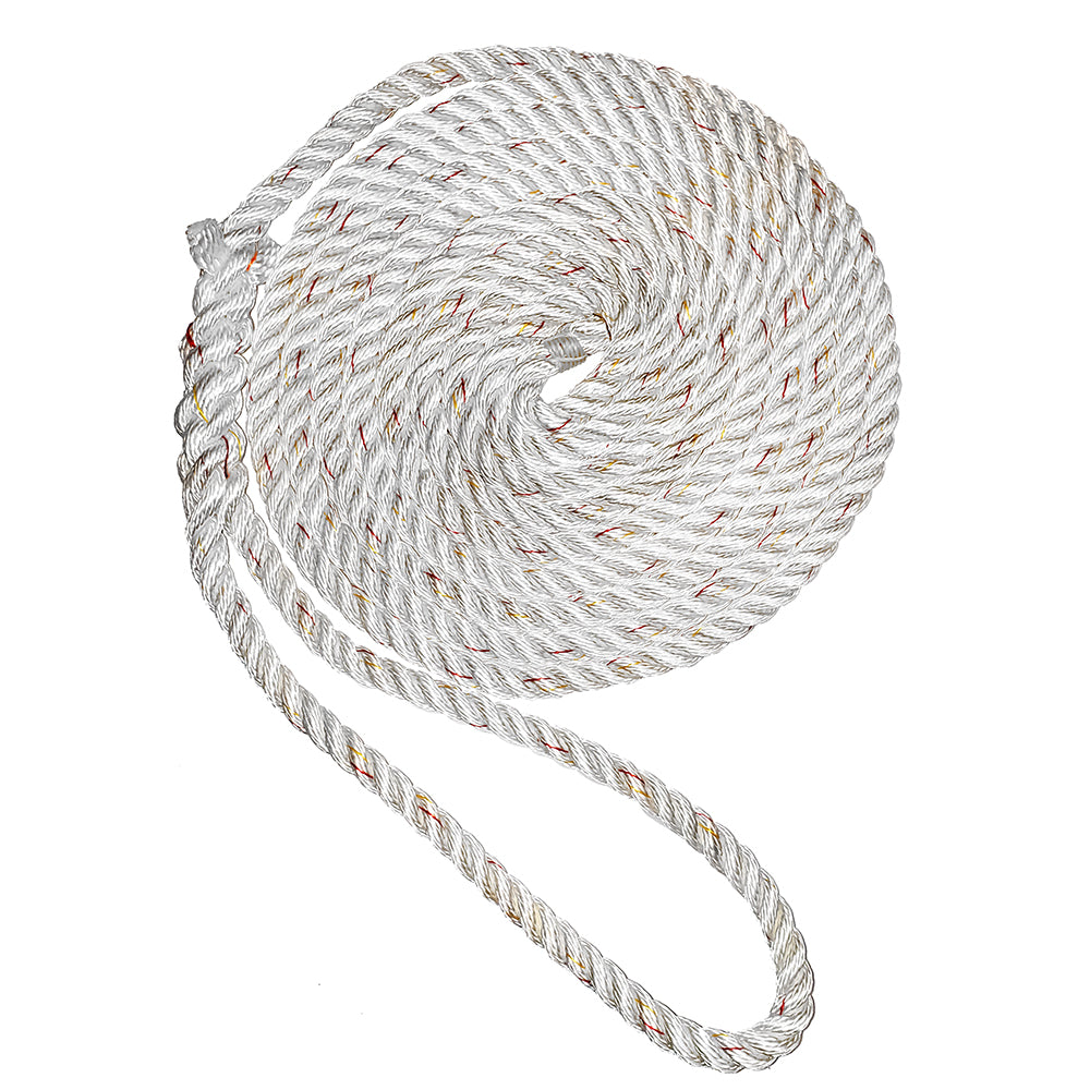 New England Ropes 3/8" Premium 3-Strand Dock Line - White w/Tracer - 20 [C6050-12-00020]