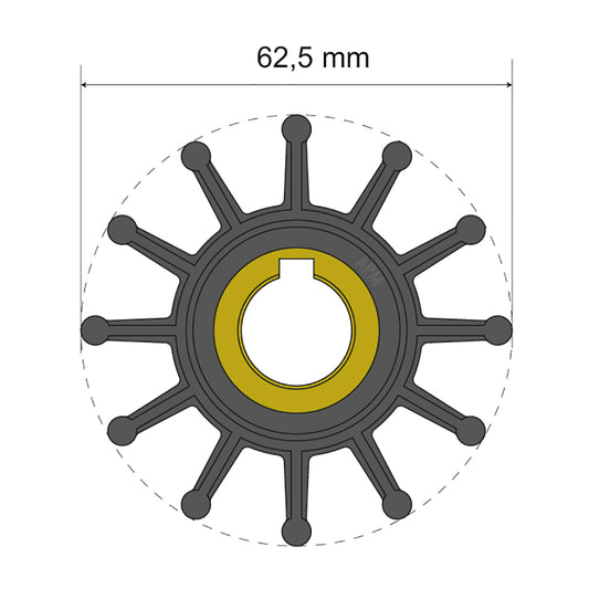 Albin Group Premium Impeller Kit 62.5 x 16 x 22.4mm - 12 Blade - Key Insert [06-01-015]