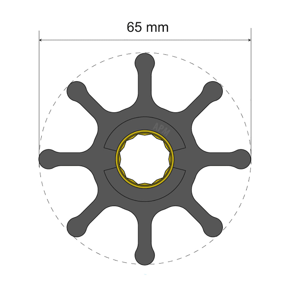 Albin Group Premium Impeller Kit 65 x 16 x 50mm - 8 Blade - Spline Insert [06-01-021]