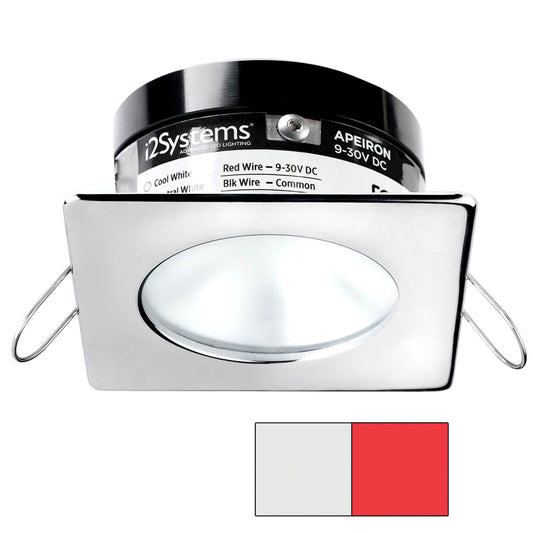 i2Systems Apeiron A503 3W Spring Mount Light - Square/Round - Cool White  Red - Polished Chrome Finish [A503-12AAG-H]