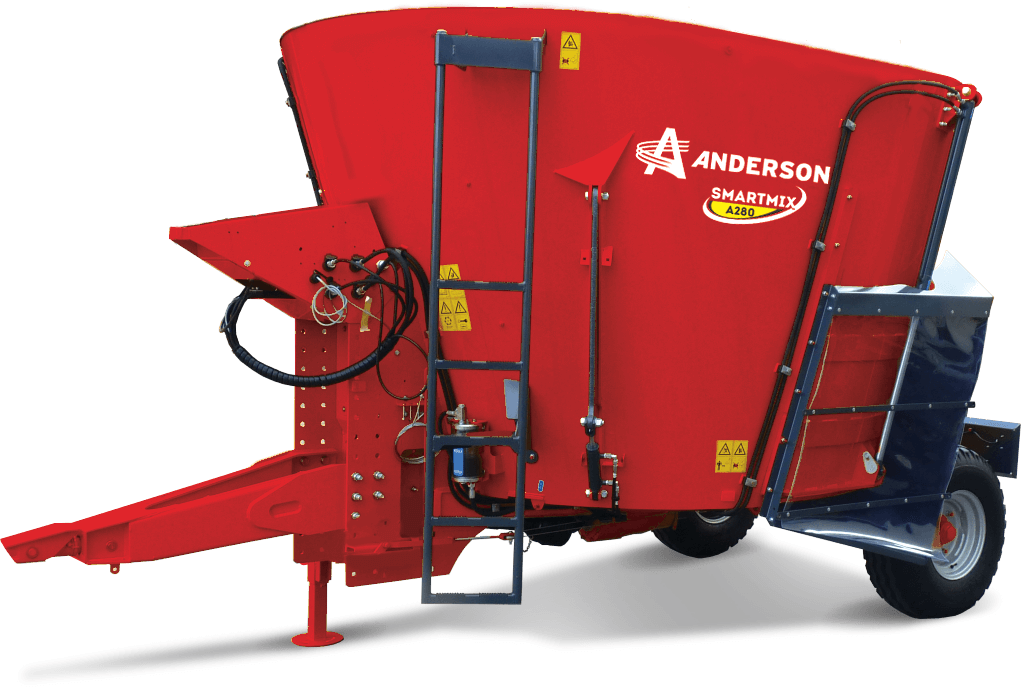 ANDERSON VERTICAL MIXER SINGLE AUGER with RIGHT SIDE TRAP DISCHARGE For Tractor