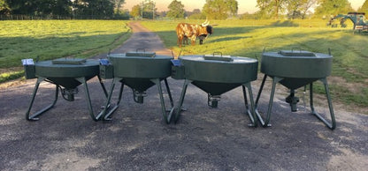 Outback Wildlife Baby-Back Low Profile 360° Corn Distribution with Eliminator Feeders | Available in 400#, 600# and 1000# Capacities | Lid Opening 16" Square