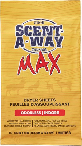 Hs Dryer Sheets Scent-a-way - Max Oderless 6.5"x9" 15pk