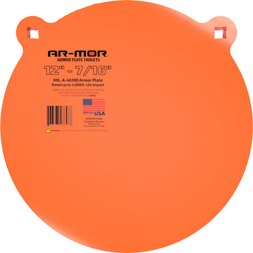 Ar-mor 12" Mil41600 Steel Gong - 7/16" Thick Steel Orange Round