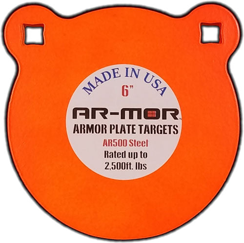 Ar-mor 6" Ar500 Steel Gong - 3/8" Thick Steel Orange Round