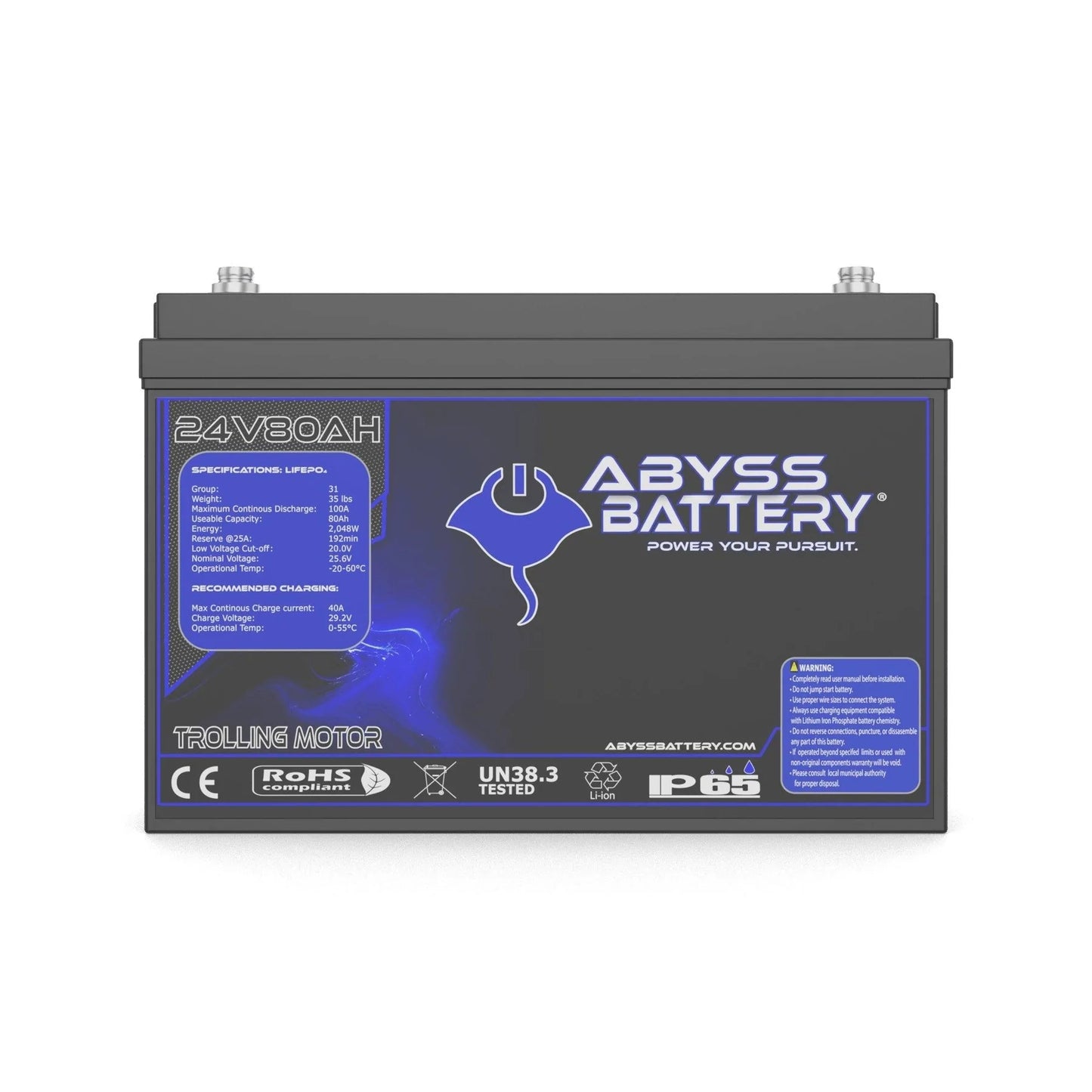 Abyss® 24V 80Ah Lithium Trolling Motor Battery