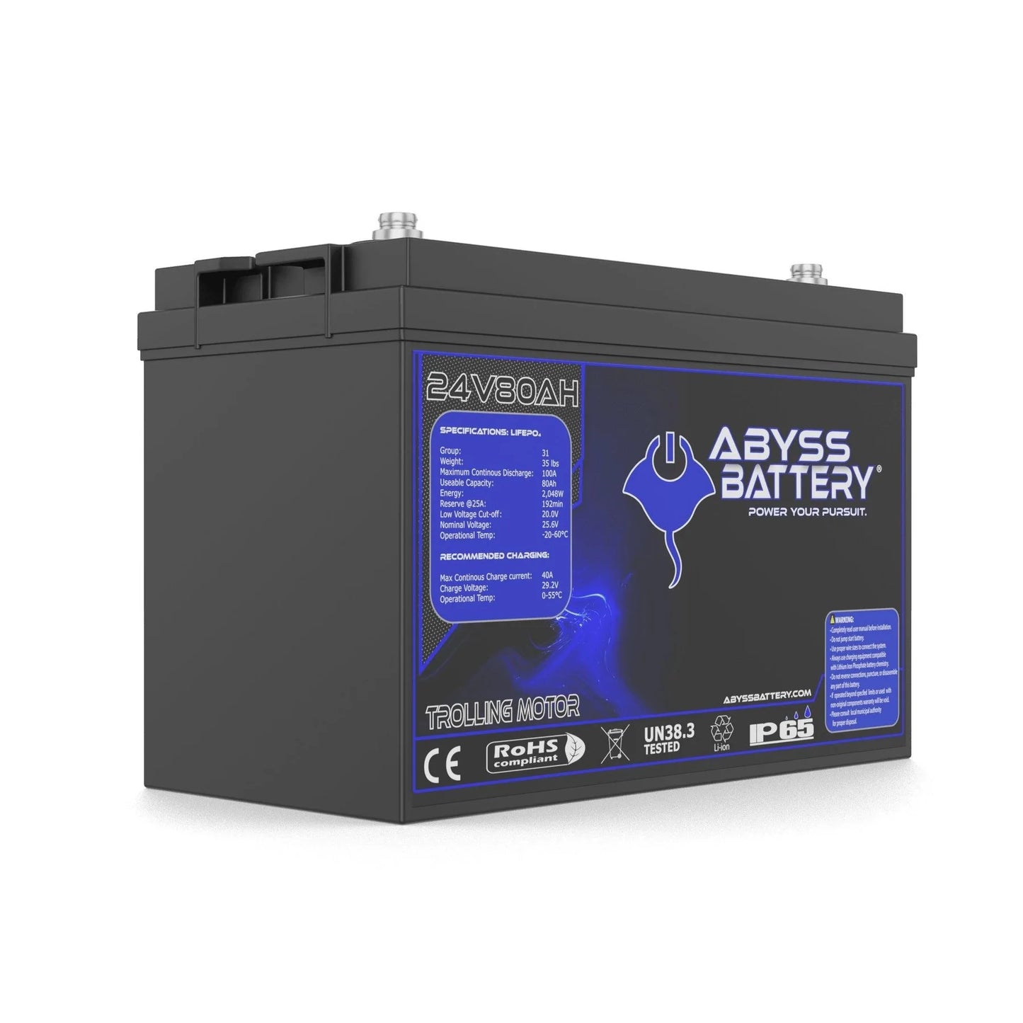 Abyss® 24V 80Ah Lithium Trolling Motor Battery