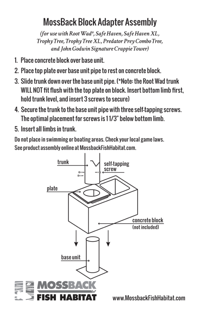 MossBack Fish Habitat Concrete Block Adapter